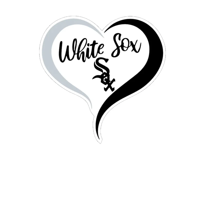 Chicago White Sox - Heart - Full Color Vinyl Sticker - Custom Size