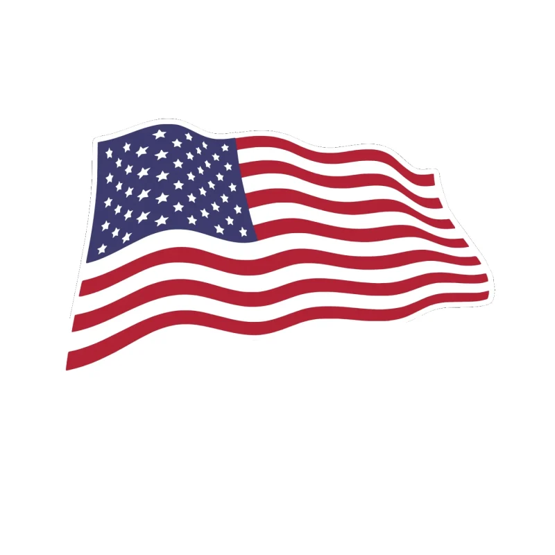 American Flag Waving Full Color Vinyl Decal - Custom Size