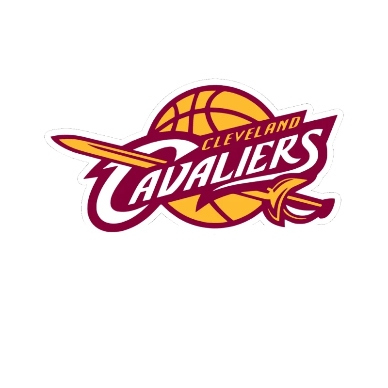 Cleveland Cavaliers - Gold Basketball With Name - Full Color Vinyl Sticker - Custom Size