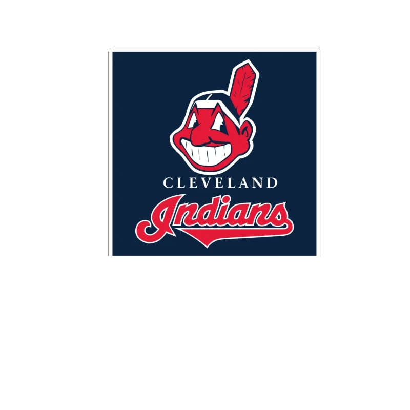 Cleveland Indians - Blue Box With Chief Wahoo - Full Color Vinyl Sticker - Custom Size