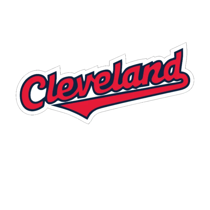 Cleveland Indians - Cleveland Cursive - Full Color Vinyl Sticker - Custom Size