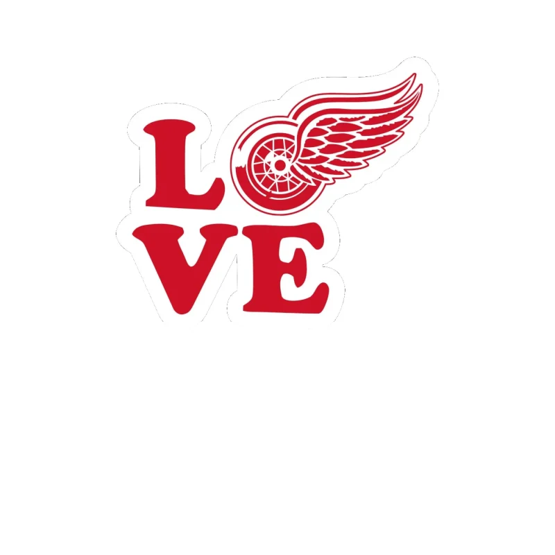 Detroit Red Wings - Love - Full Color Vinyl Sticker - Custom Size