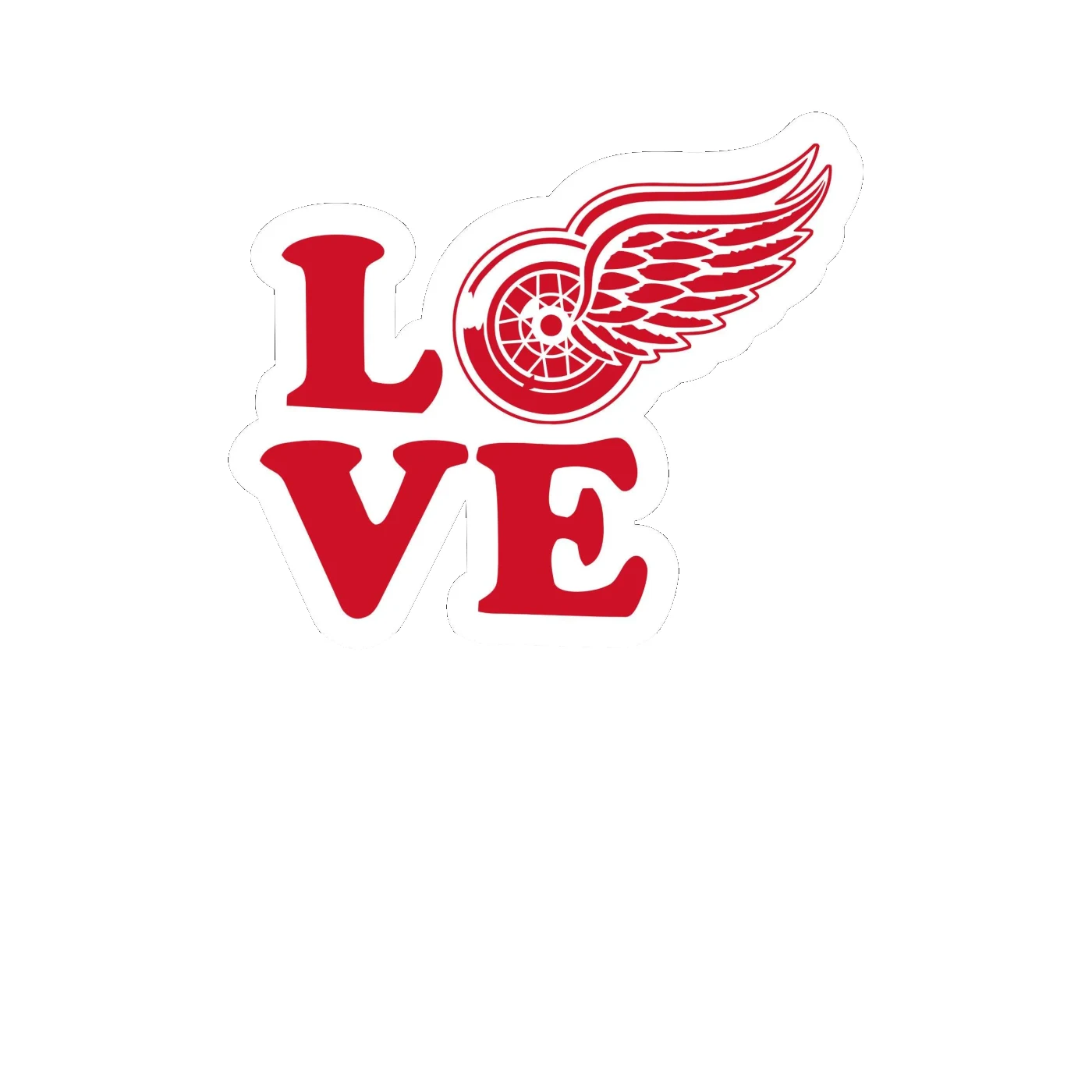 Detroit Red Wings - Love - Full Color Vinyl Sticker - Custom Size