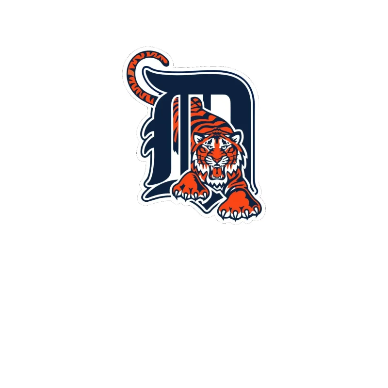 Detroit Tigers - Tiger With D - Full Color Vinyl Sticker - Custom Size