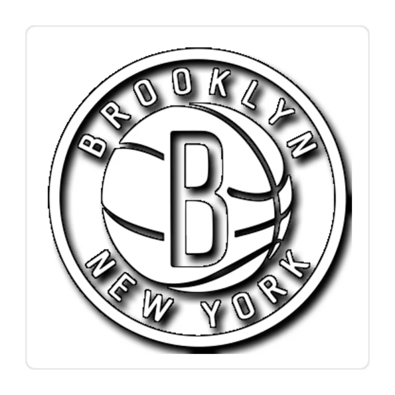 Brooklyn Nets - Black Circle With Name - Full Color Vinyl Sticker - Custom Size