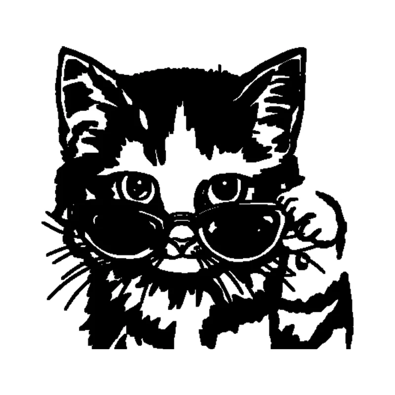 Cat with Glasses Vinyl Decal - Custom Size