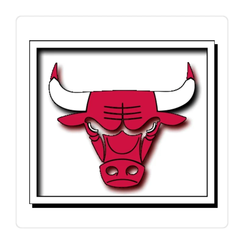 Chicago Bulls - Black Square With Bull Head - Full Color Vinyl Sticker - Custom Size