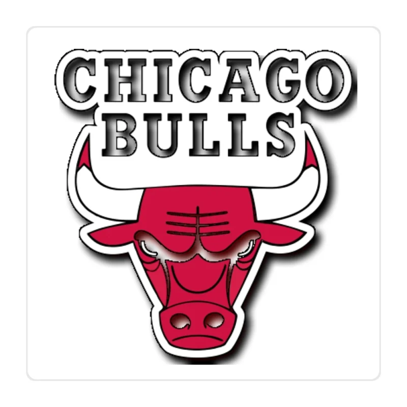 Chicago Bulls - Bull Head With Name - Full Color Vinyl Sticker - Custom Size
