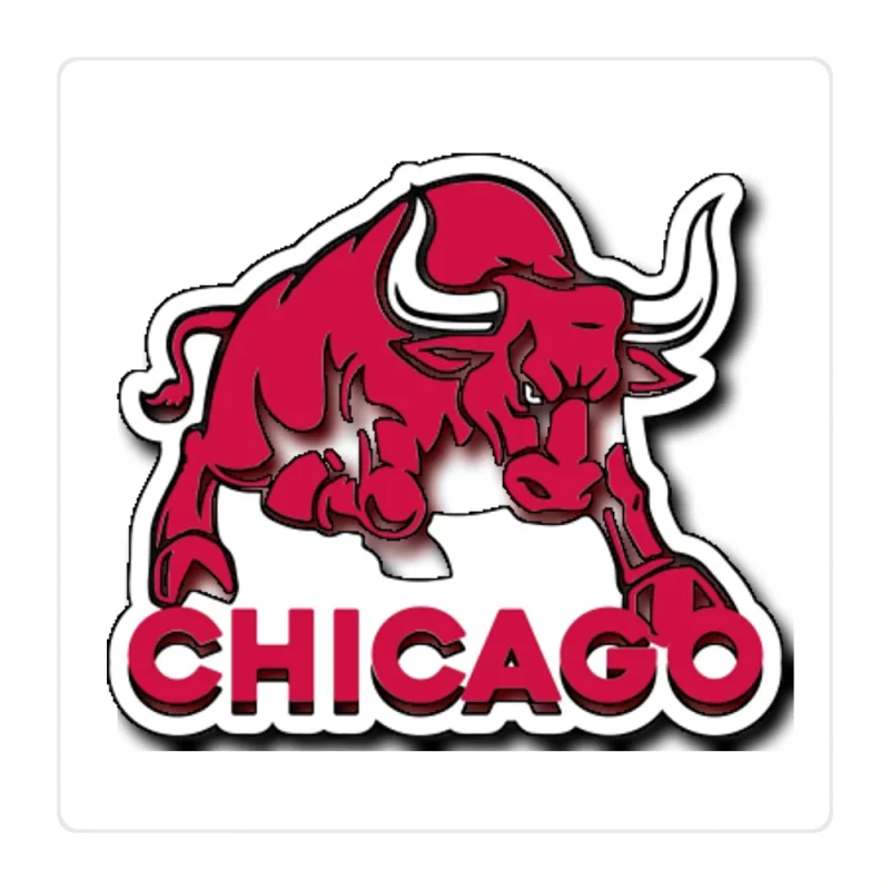 Chicago Bulls - Bull With Chicago - Full Color Vinyl Sticker - Custom Size