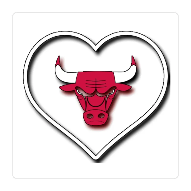 Chicago Bulls - Heart - Full Color Vinyl Sticker - Custom Size