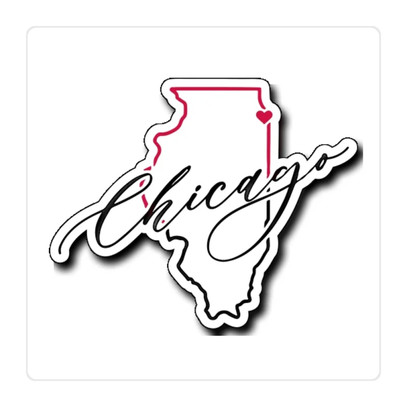Chicago Bulls - State With Chicago - Full Color Vinyl Sticker - Custom Size