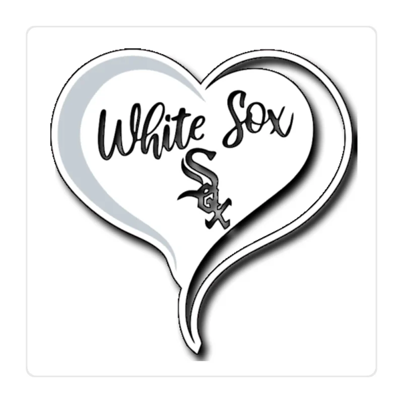 Chicago White Sox - Heart - Full Color Vinyl Sticker - Custom Size