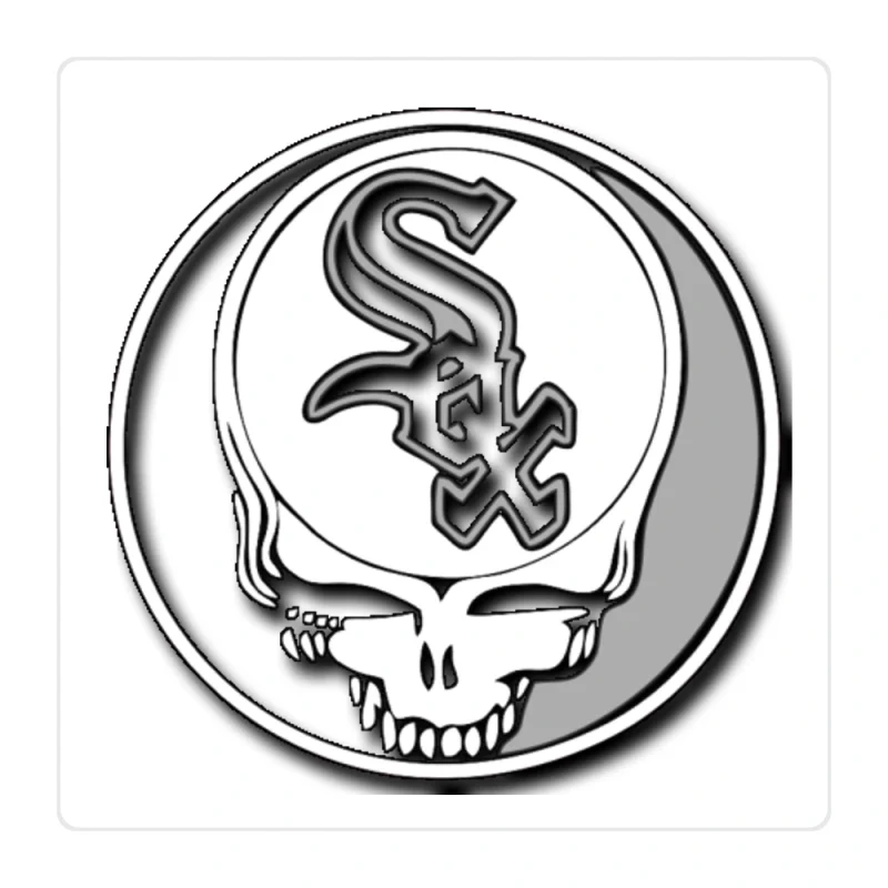 Chicago White Sox - Skull Circle - Full Color Vinyl Sticker - Custom Size