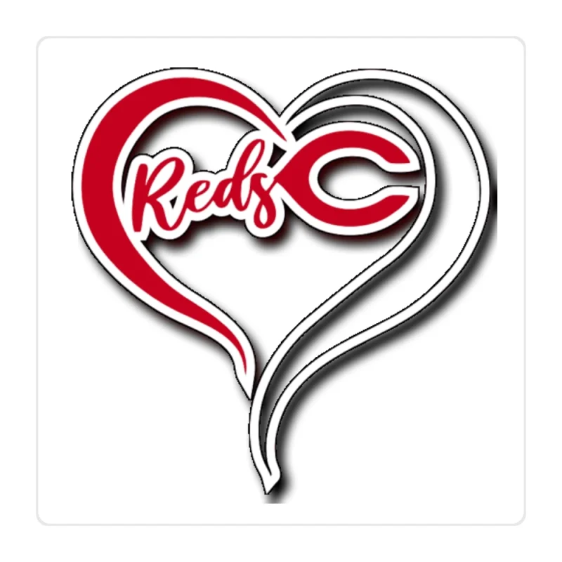 Cincinnati Reds - Heart - Full Color Vinyl Sticker - Custom Size