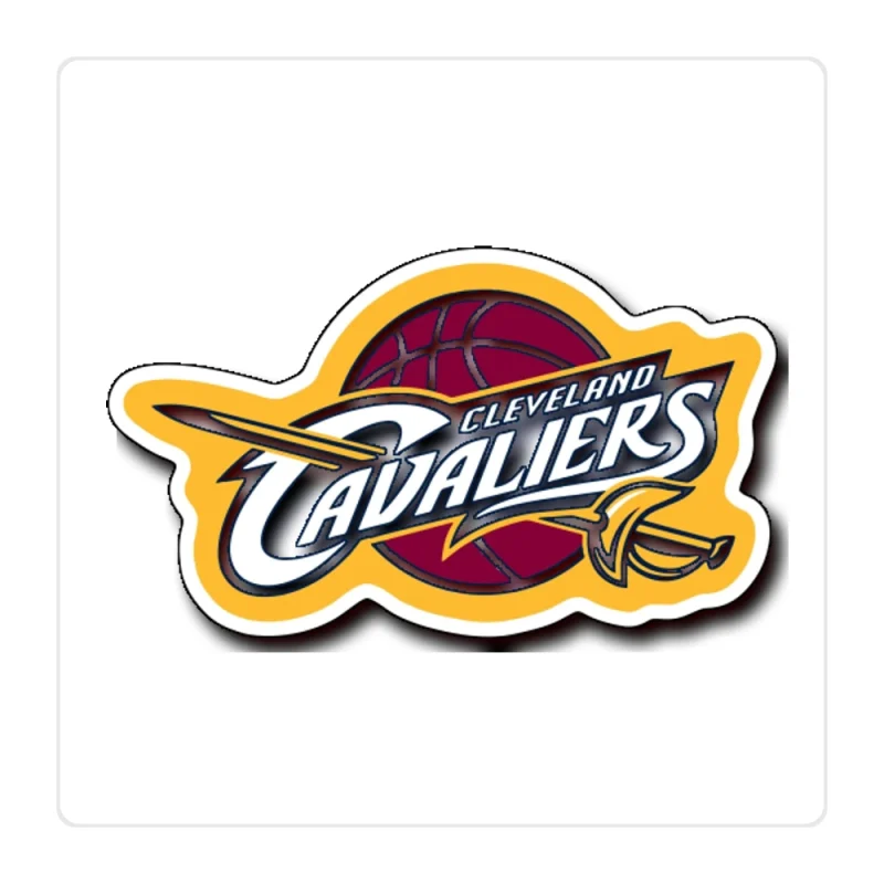 Cleveland Cavaliers - Maroon Basketball With Name - Full Color Vinyl Sticker - Custom Size