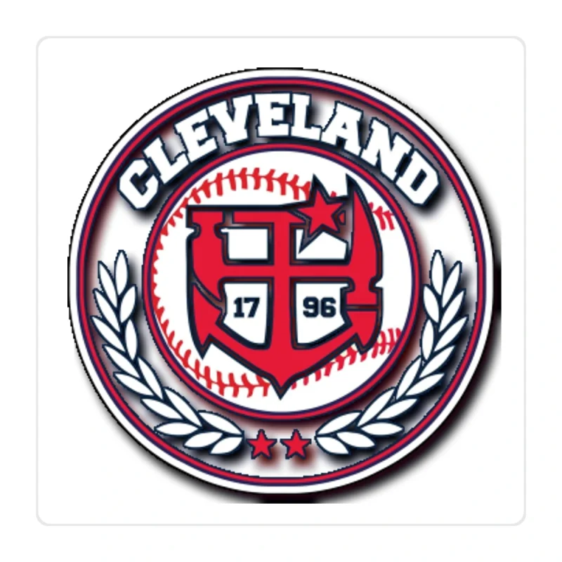 Cleveland Indians - Blue Circle With Baseball - Full Color Vinyl Sticker - Custom Size