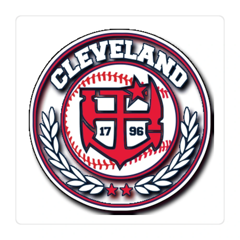 Cleveland Indians - Blue Circle With Baseball - Full Color Vinyl Sticker - Custom Size