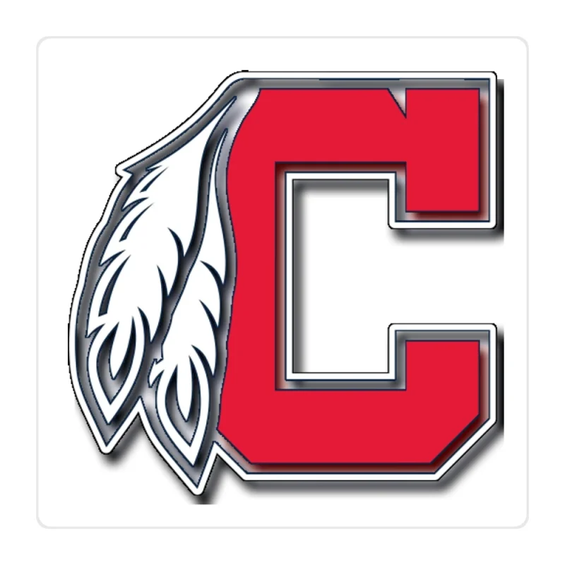 Cleveland Indians - C With Feathers - Full Color Vinyl Sticker - Custom Size