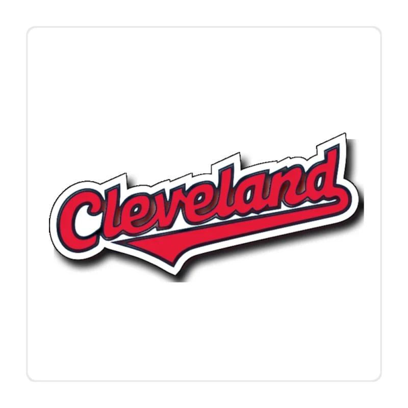 Cleveland Indians - Cleveland Cursive - Full Color Vinyl Sticker - Custom Size