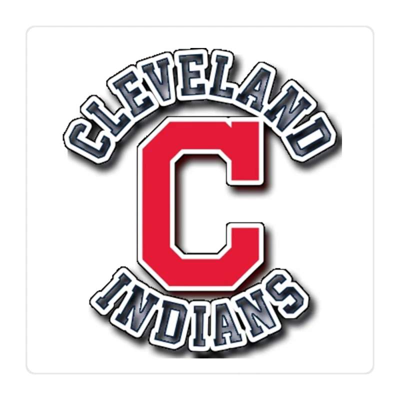 Cleveland Indians - Red C With Name - Full Color Vinyl Sticker - Custom Size