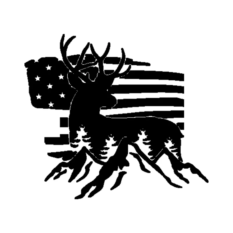 Deer American Flag Vinyl Decal - Custom Size