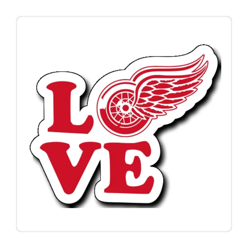 Detroit Red Wings - Love - Full Color Vinyl Sticker - Custom Size