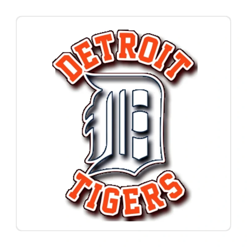 Detroit Tigers - D With Name - Full Color Vinyl Sticker - Custom Size