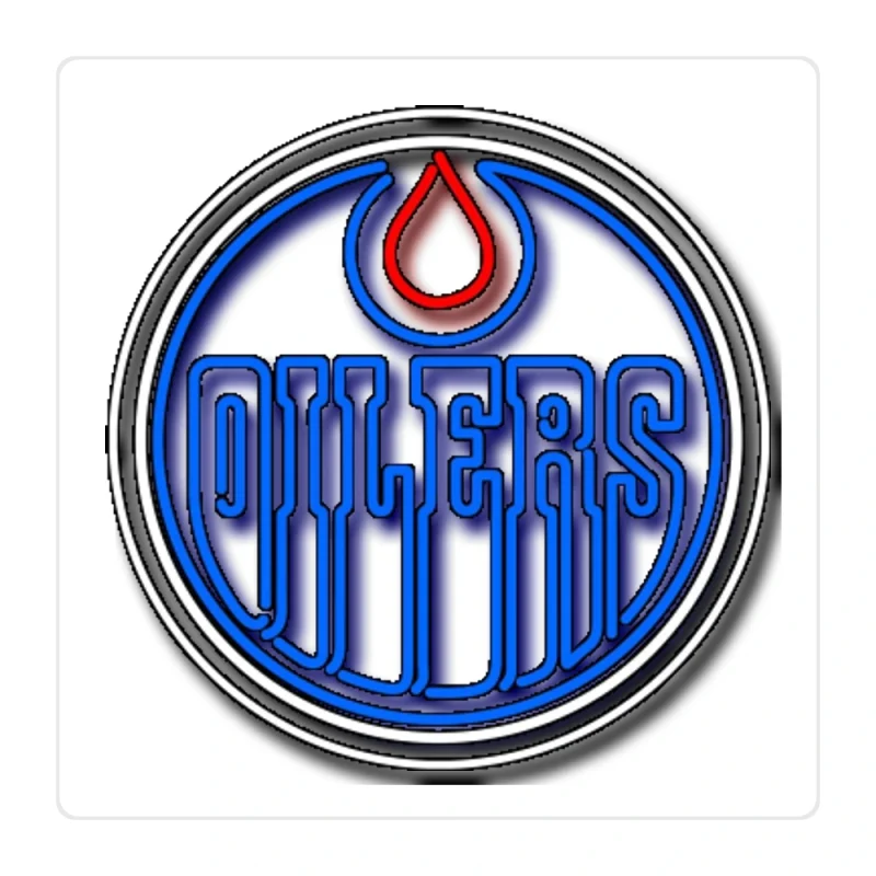 Edmonton Oilers - Black Circle With Oilers - Full Color Vinyl Sticker - Custom Size