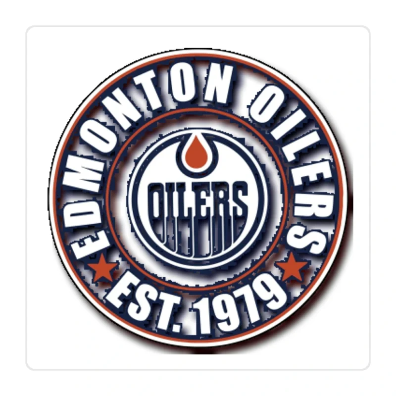 Edmonton Oilers - Circle With Name EST.1979 - Full Color Vinyl Sticker - Custom Size