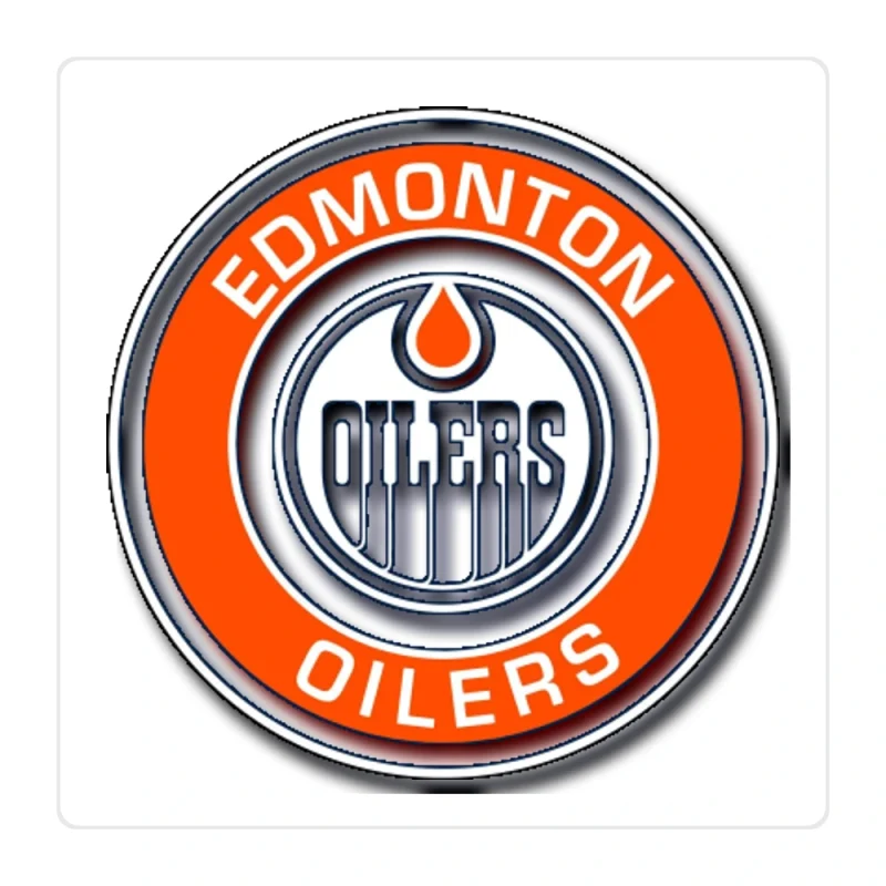 Edmonton Oilers - Orange Circle With Name - Full Color Vinyl Sticker - Custom Size