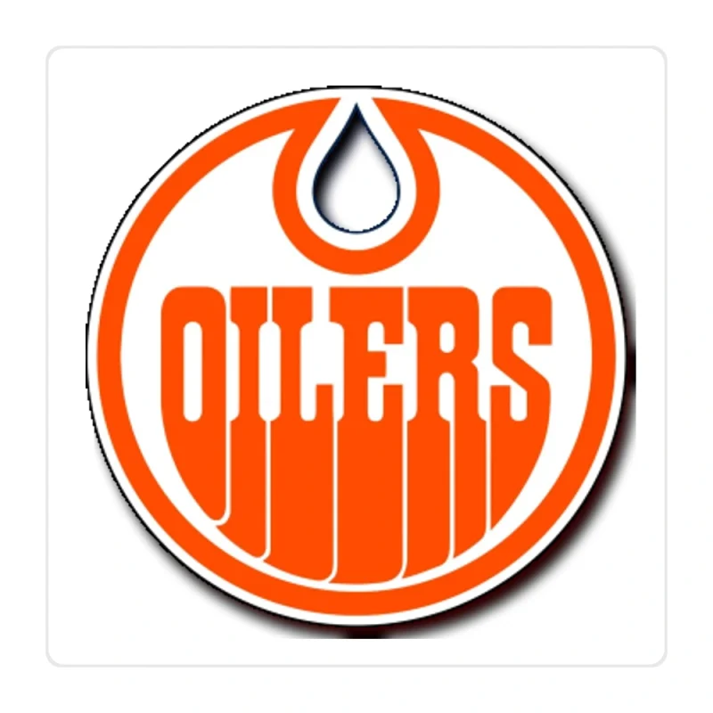 Edmonton Oilers - White Circle With Orange Oilers - Full Color Vinyl Sticker - Custom Size