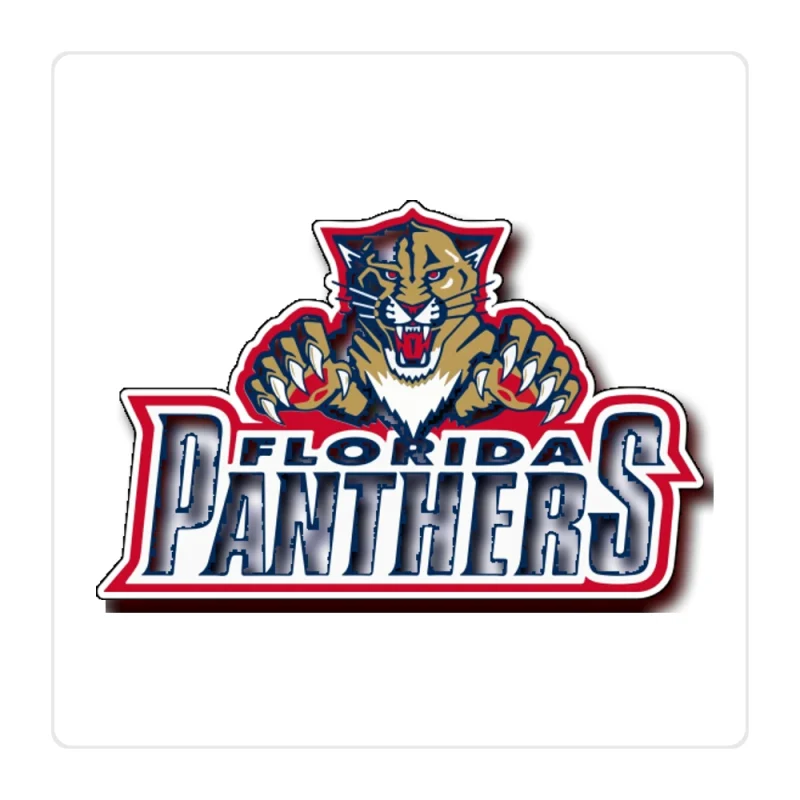 Florida Panthers - Panther With Name - Full Color Vinyl Sticker - Custom Size