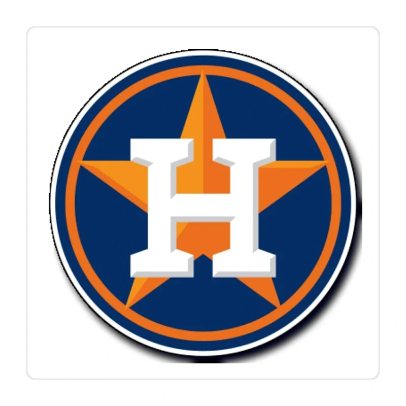 Houston Astros - Blue And Orange Circle - Full Color Vinyl Sticker - Custom Size