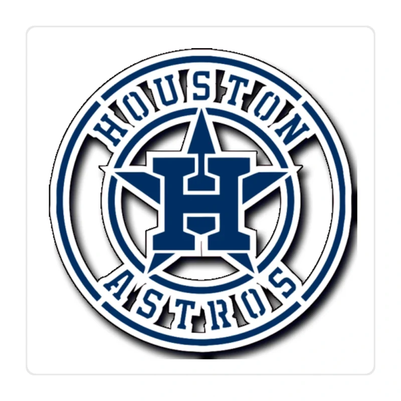 Houston Astros - Blue and white Circle With Name - Full Color Vinyl Sticker - Custom Size