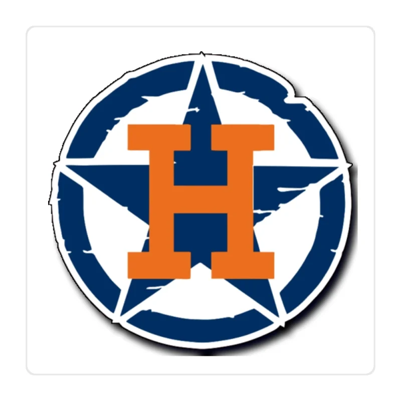 Houston Astros - Blue Circle And Star With Orange H - Full Color Vinyl Sticker - Custom Size