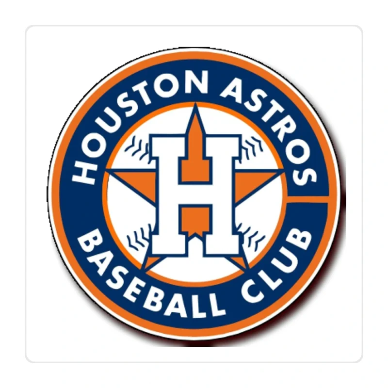 Houston Astros - Circle With Baseball Club - Full Color Vinyl Sticker - Custom Size