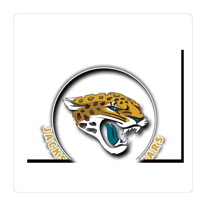Jacksonville Jaguars - Black Circle With Jaguar And Name - Full Color Vinyl Sticker - Custom Size