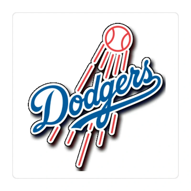 Los Angeles Dodgers - Dodgers With Baseball - Full Color Vinyl Sticker - Custom Size