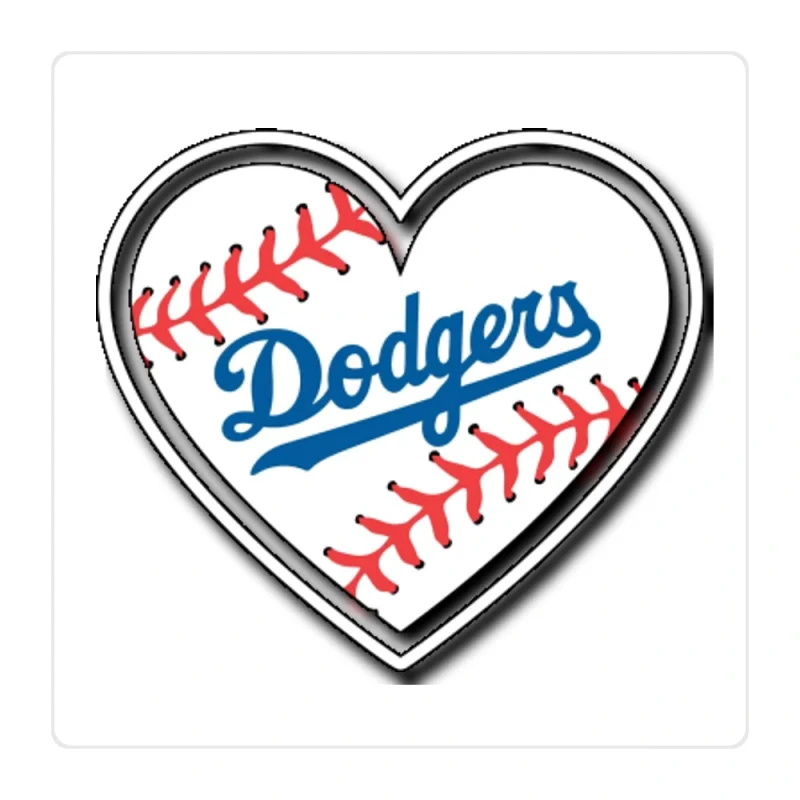 Los Angeles Dodgers - Heart Dodgers In Middle - Full Color Vinyl Sticker - Custom Size