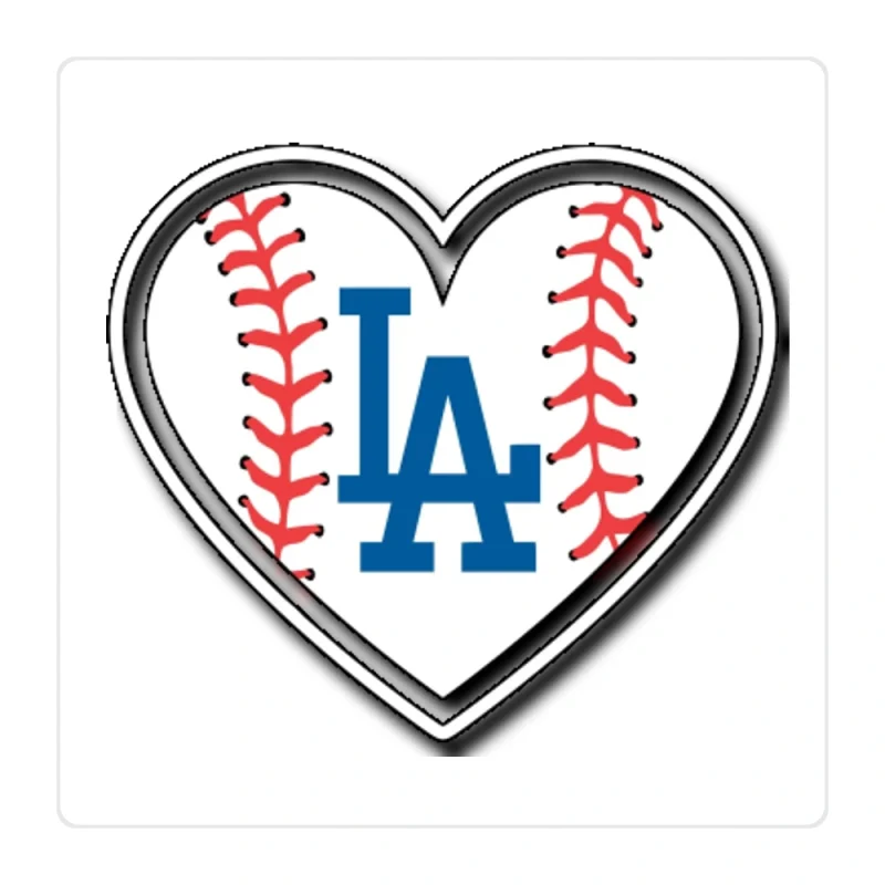 Los Angeles Dodgers - Heart LA In Middle - Full Color Vinyl Sticker - Custom Size