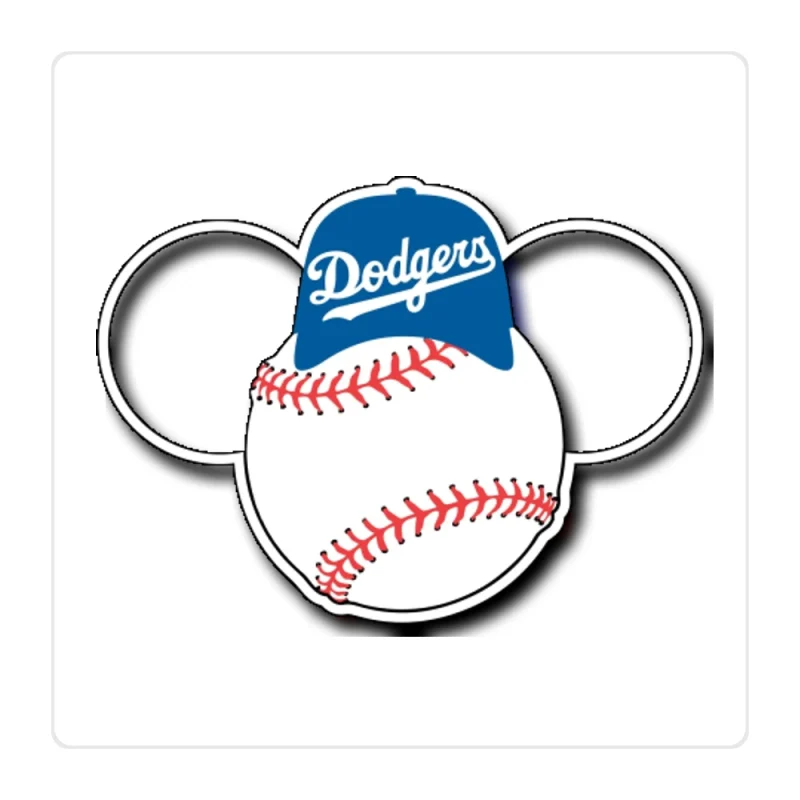 Los Angeles Dodgers - Mickey Mouse Baseball With Hat - Full Color Vinyl Sticker - Custom Size