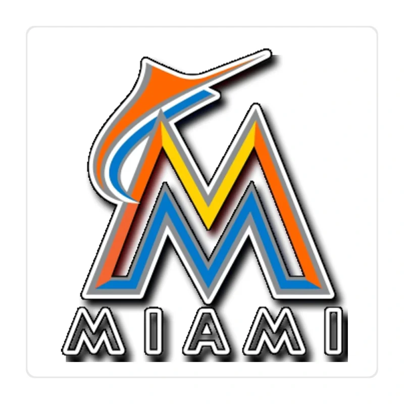 Miami Marlins - Black M With Miami - Full Color Vinyl Sticker - Custom Size