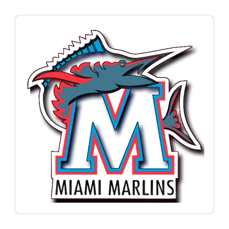 Miami Marlins - Black M With Name - Full Color Vinyl Sticker - Custom Size