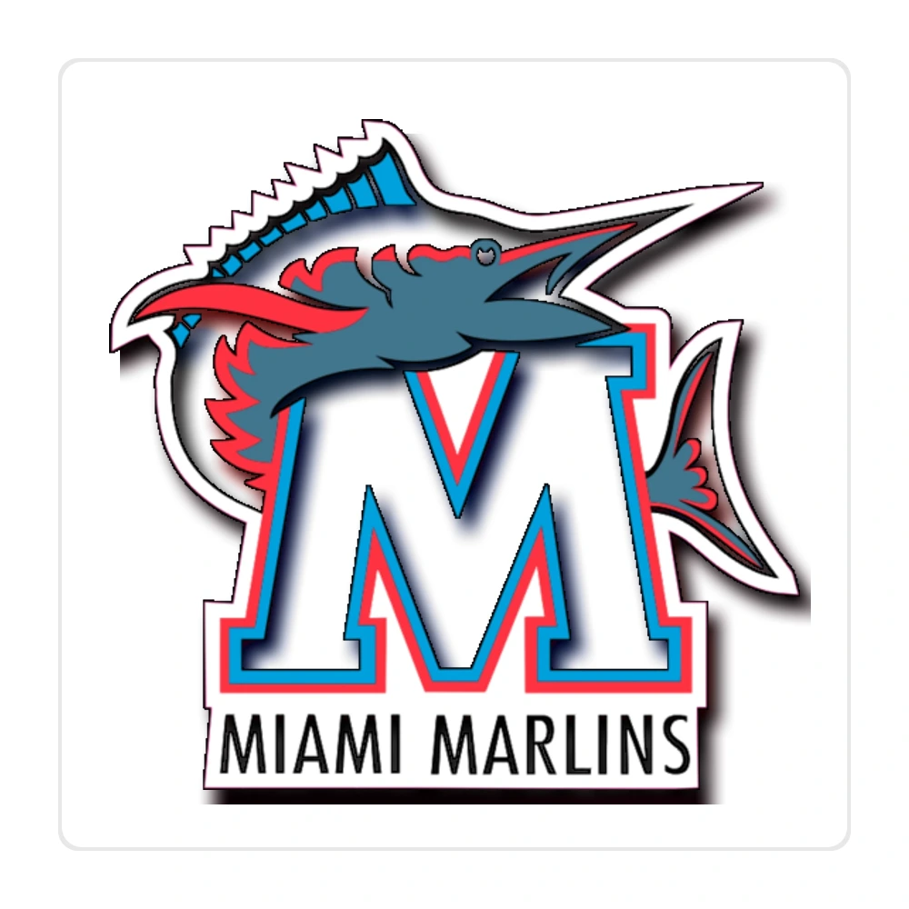 Miami Marlins - Black M With Name - Full Color Vinyl Sticker - Custom Size