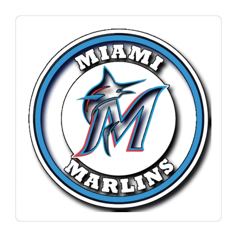 Miami Marlins - Circle Black M - Full Color Vinyl Sticker - Custom Size