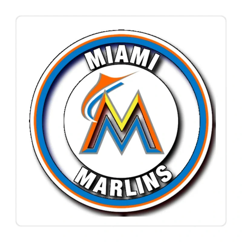 Miami Marlins - Circle With Yellow and Orange M - Full Color Vinyl Sticker - Custom Size