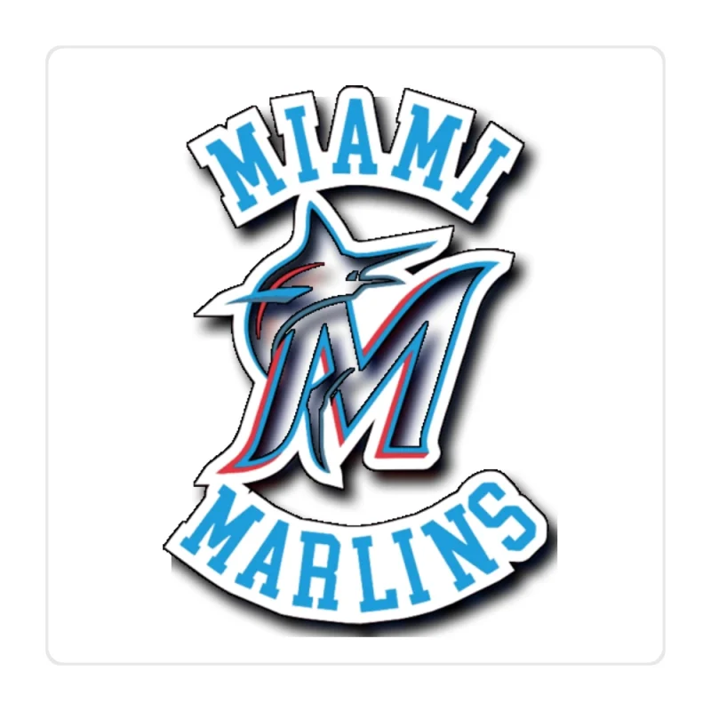 Miami Marlins - Name With M - Full Color Vinyl Sticker - Custom Size