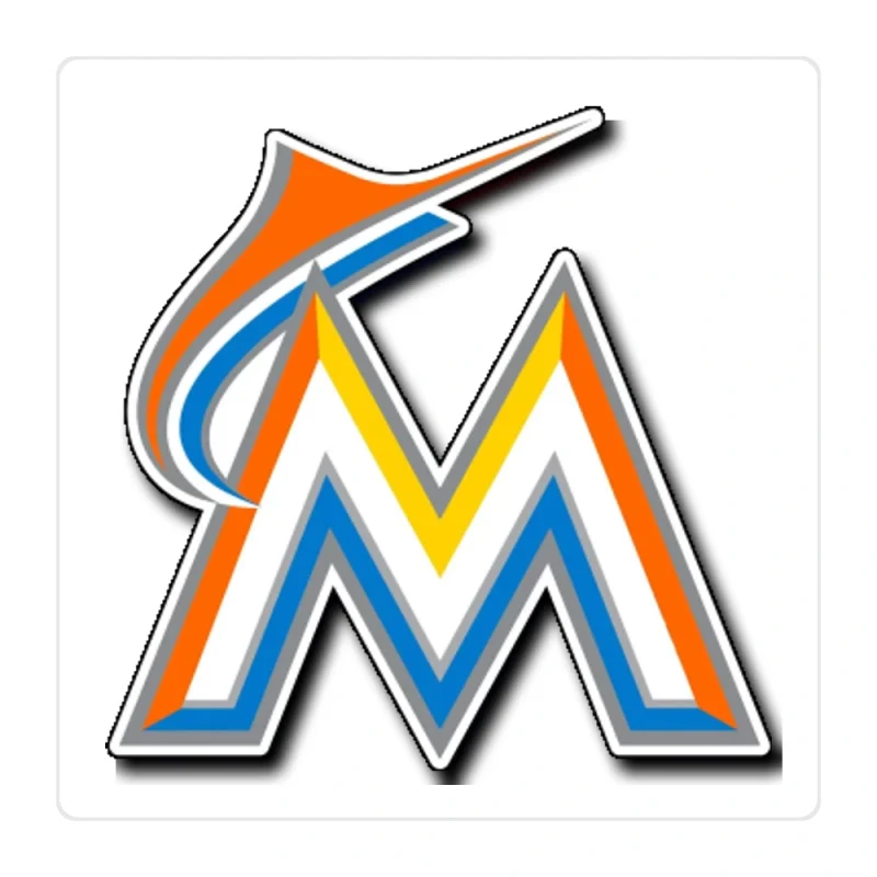Miami Marlins - White M - Full Color Vinyl Sticker - Custom Size