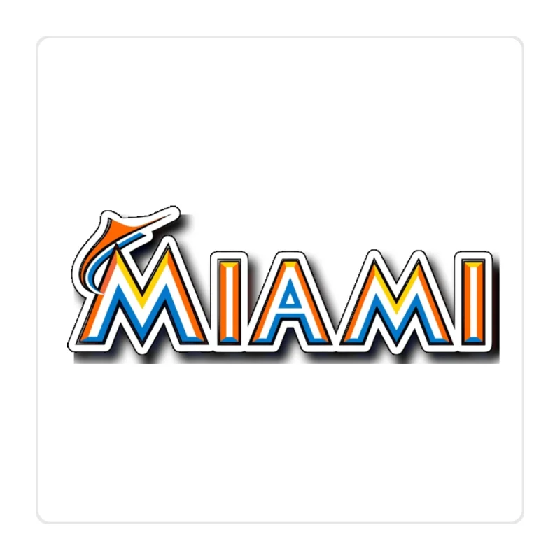 Miami Marlins - White Miami - Full Color Vinyl Sticker - Custom Size