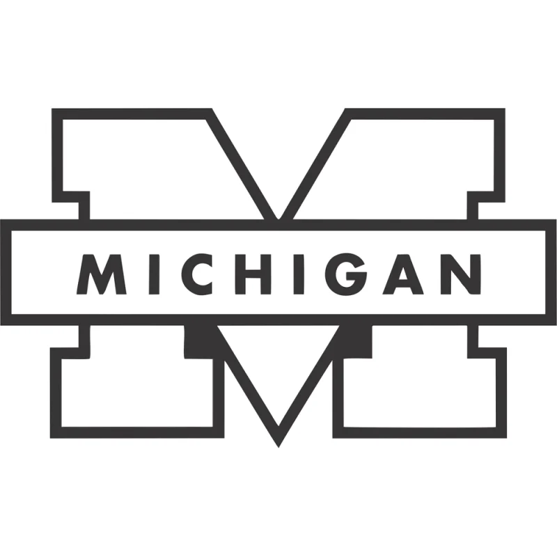 Michigan wolverines - new on BDS and SSUSA using attributes Michigan M with lettering - Die Cut Vinyl Decal - Custom Size